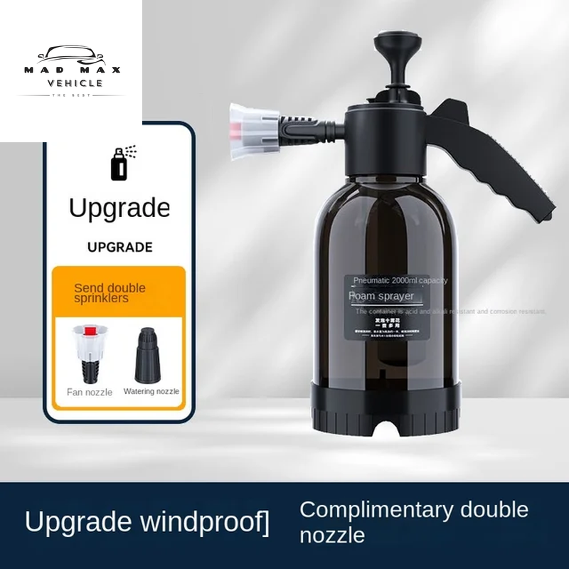 2L Hand Pump Foam Sprayer with 3 Types of Nozzle Hand Pneumatic Foam Cannon Snow Foam Car Wash Spray Bottle Car Window Cleaning