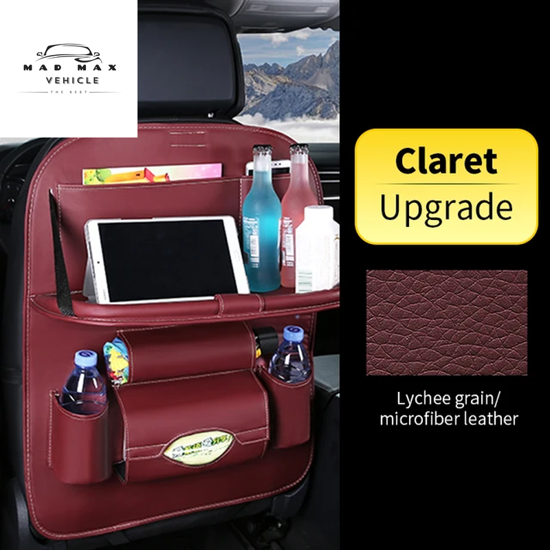 Car Back Seat Organizer Storage Bag with Foldable Table Tray Tablet Holder Tissue Box Auto Back Seat Bag Protector Accessories