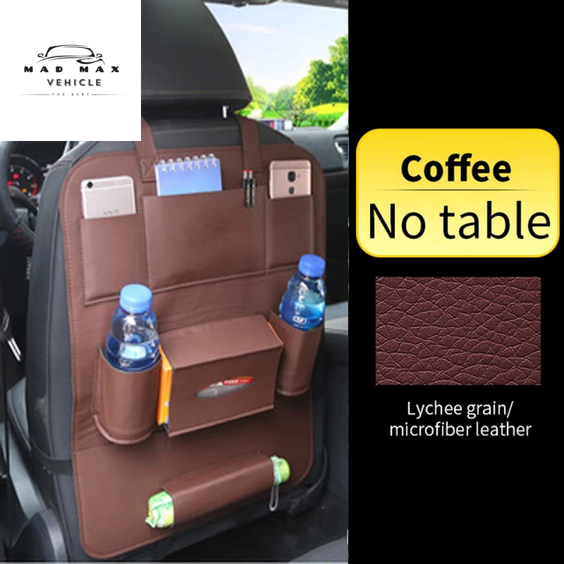 Car Back Seat Organizer Storage Bag with Foldable Table Tray Tablet Holder Tissue Box Auto Back Seat Bag Protector Accessories