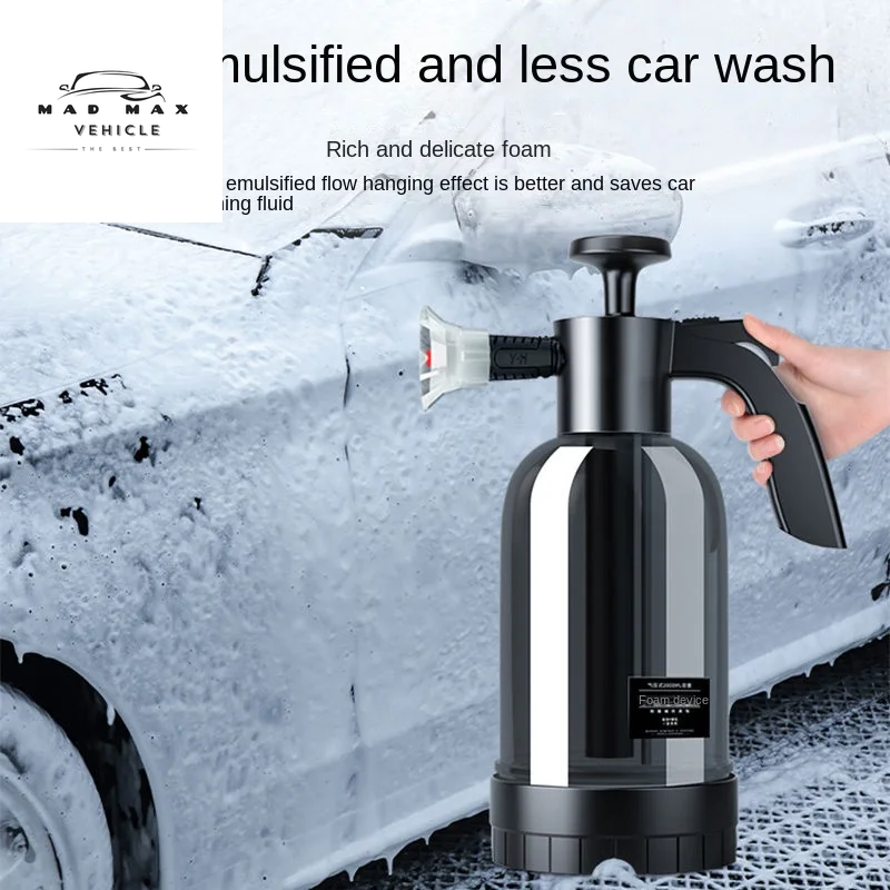 2L Hand Pump Foam Sprayer with 3 Types of Nozzle Hand Pneumatic Foam Cannon Snow Foam Car Wash Spray Bottle Car Window Cleaning