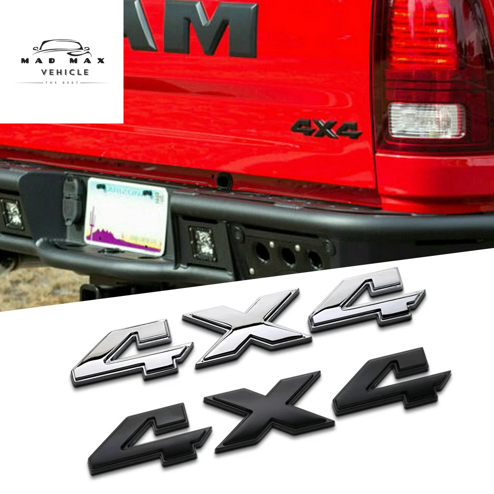 3D Metal 4X4 Car Sticker Emblem Badge Decals Car Tail Sticker for Dodge Ram 1500 2500 3500 4X4 Jeep Grand Cherokee Wrangler Ford