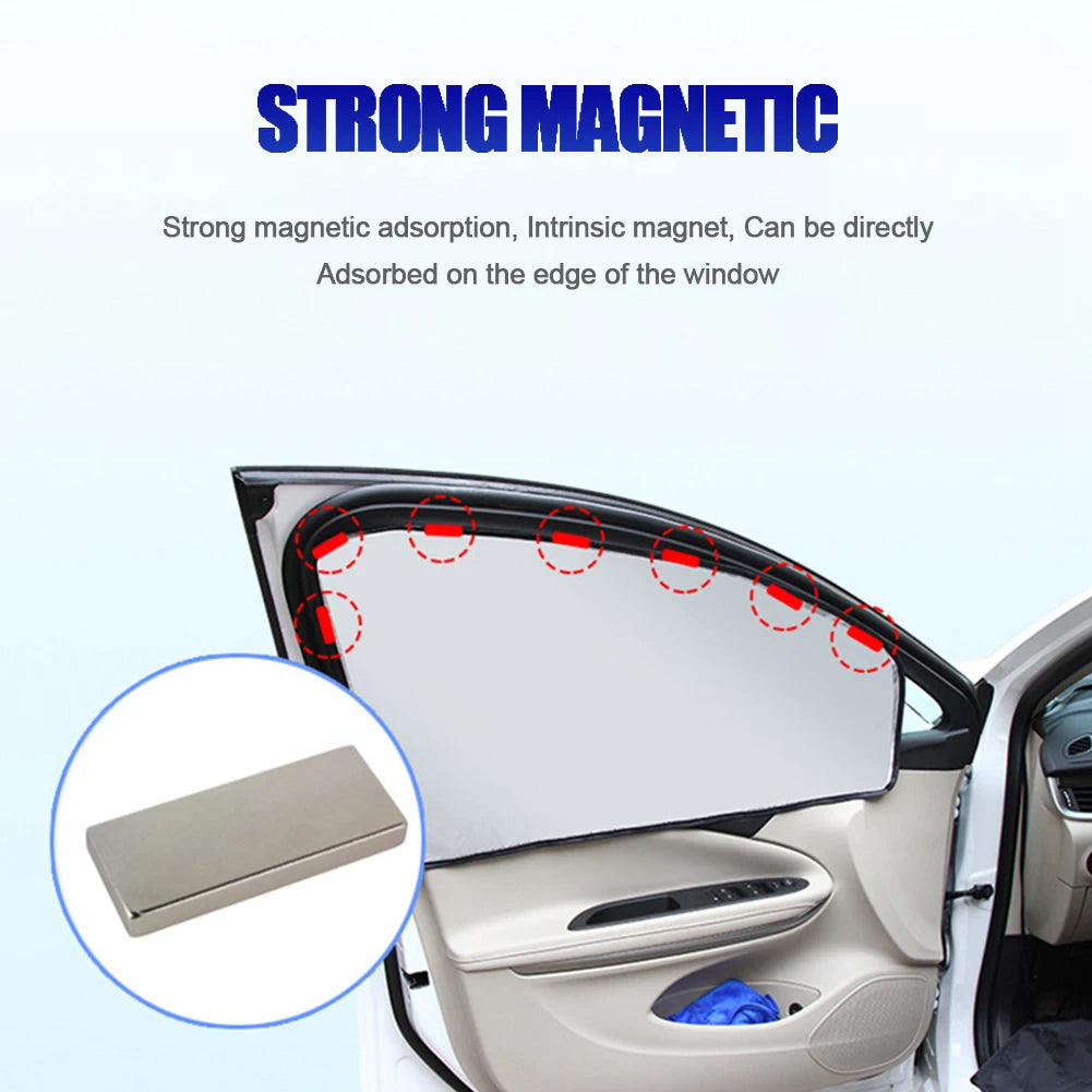 4Pcs Car Window Magnetic Sunshade Folding Sunscreen Car Window Shade Multiple Layers of Sun-Proof Sunshade for Most Cars 80*50Cm