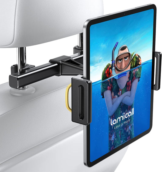 "Ultimate Car Headrest Tablet Holder for Kids - Enjoy Road Trips with Secure Mount Stand for iPads, Galaxy Tabs, and More! (Black)"